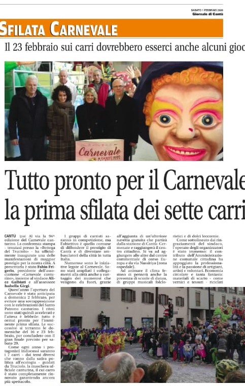 Tutto pronto per il Carnevale: domenica la prima sfilata dei sette carri canturini