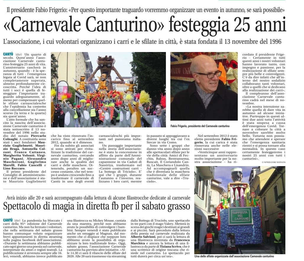 “Carnevale Canturino” festeggia 25 anni